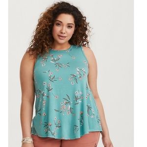 Torrid Size 0 Teal Floral Jersey Tank
